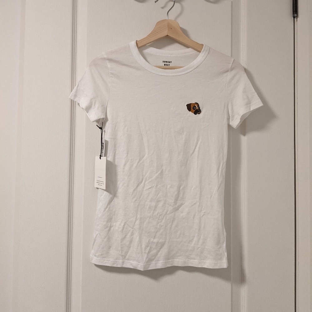 BNWT Aritzia Sunday Best "Candy" White T-shirt (XS)